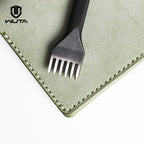 WUTA Leather Craft Chisel Hole Punch Tools 4mm 1+2+4+6 Set Diamond Point Black Pricking Iron Leather Stitching Tools
