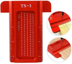 TS-3 Square Hole ruler Woodworking T-type Scribe Mark Measurement Tool Aluminum Alloy Precision Cross-calibration Ruler