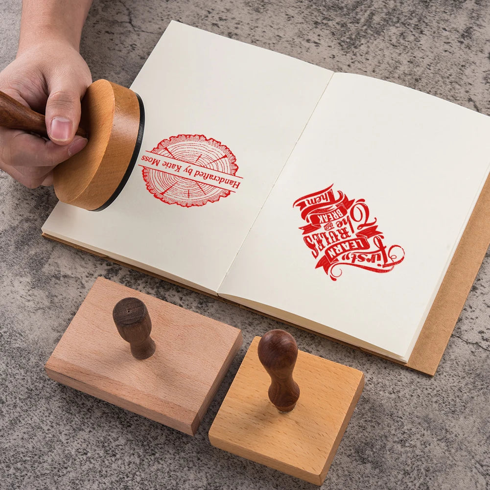 Personalized Wedding Stamp Wood Block Rubber Stamps Small Business Company Branding Stamp Custom Packaging Seal