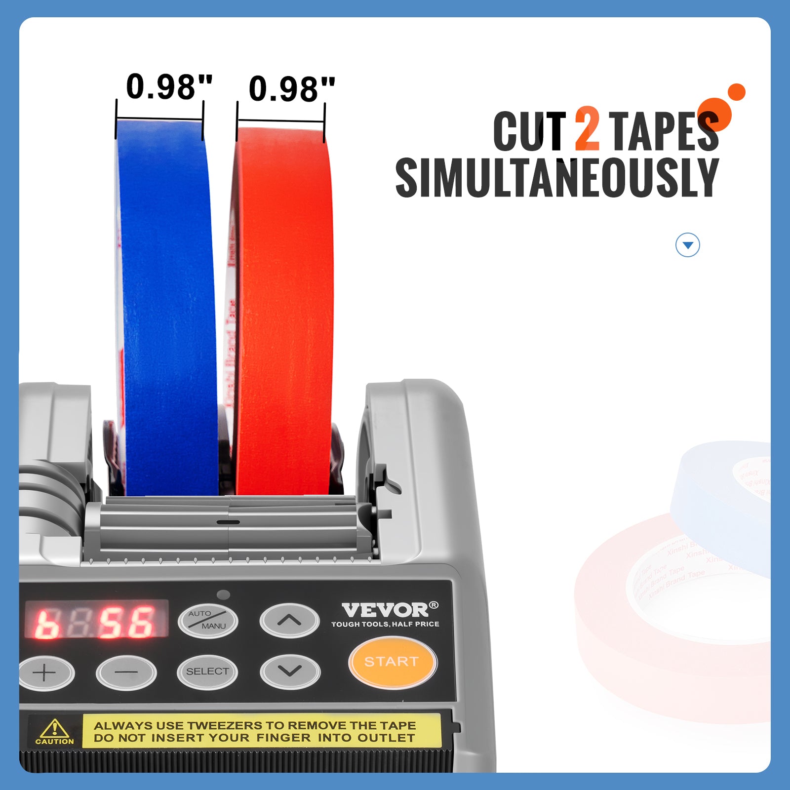 SucceBuy ZCUT-9 Automatic Tape Cutting Machine Paper Slitting Dispenser 6-60mm Adhesive Electric Tape Cutter for Product Package