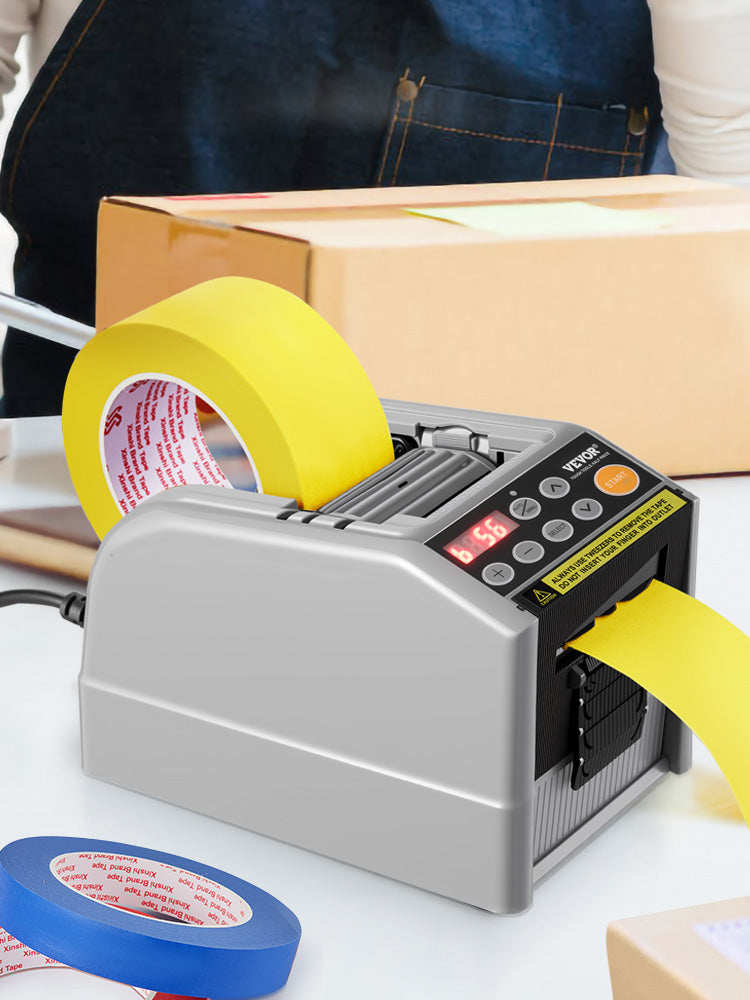 SucceBuy ZCUT-9 Automatic Tape Cutting Machine Paper Slitting Dispenser 6-60mm Adhesive Electric Tape Cutter for Product Package