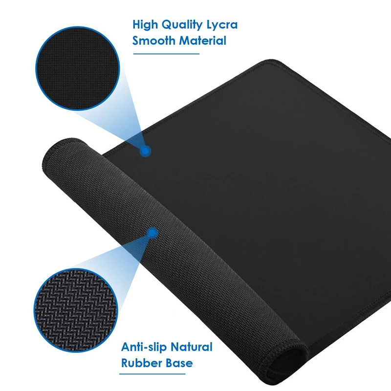 All Black Mouse Game Pad, Size 25x21cm, Non Sliding Rubber Mouse Base Pad, Textured Premium Mouse Pad
