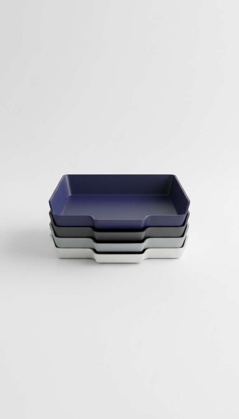 Desk tray stackable matte finish