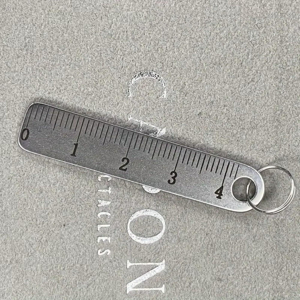 High Quality Portable Stainless Steel Mini Ruler Anti Lost Small Size Metal Ruler Keychain Mini Straight Ruler School Supplies