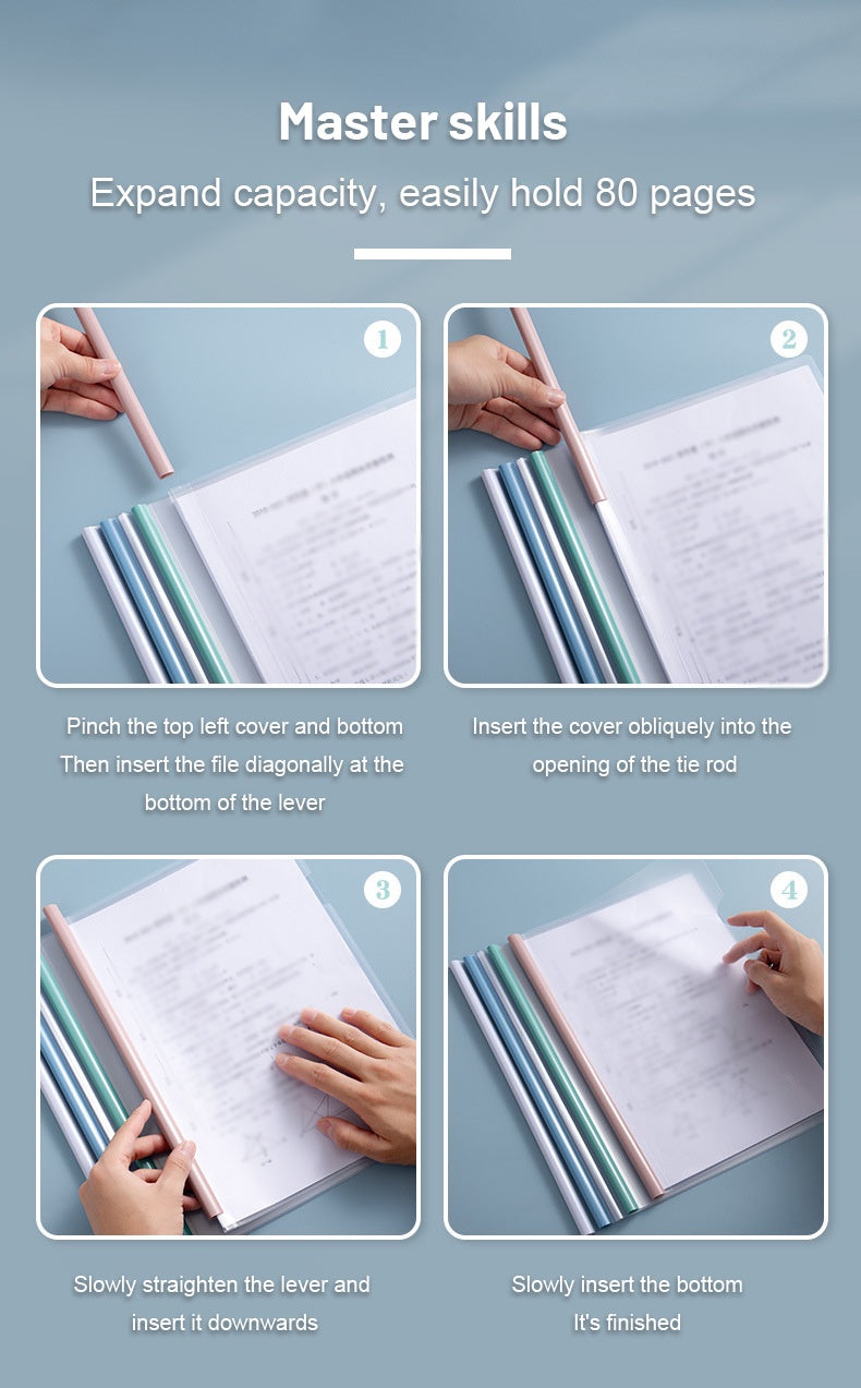 5pc/set A4 Transparent Folder Thickened Plastic Folder File Waterproof Test Paper Storage Bag Office Document Classification Bag
