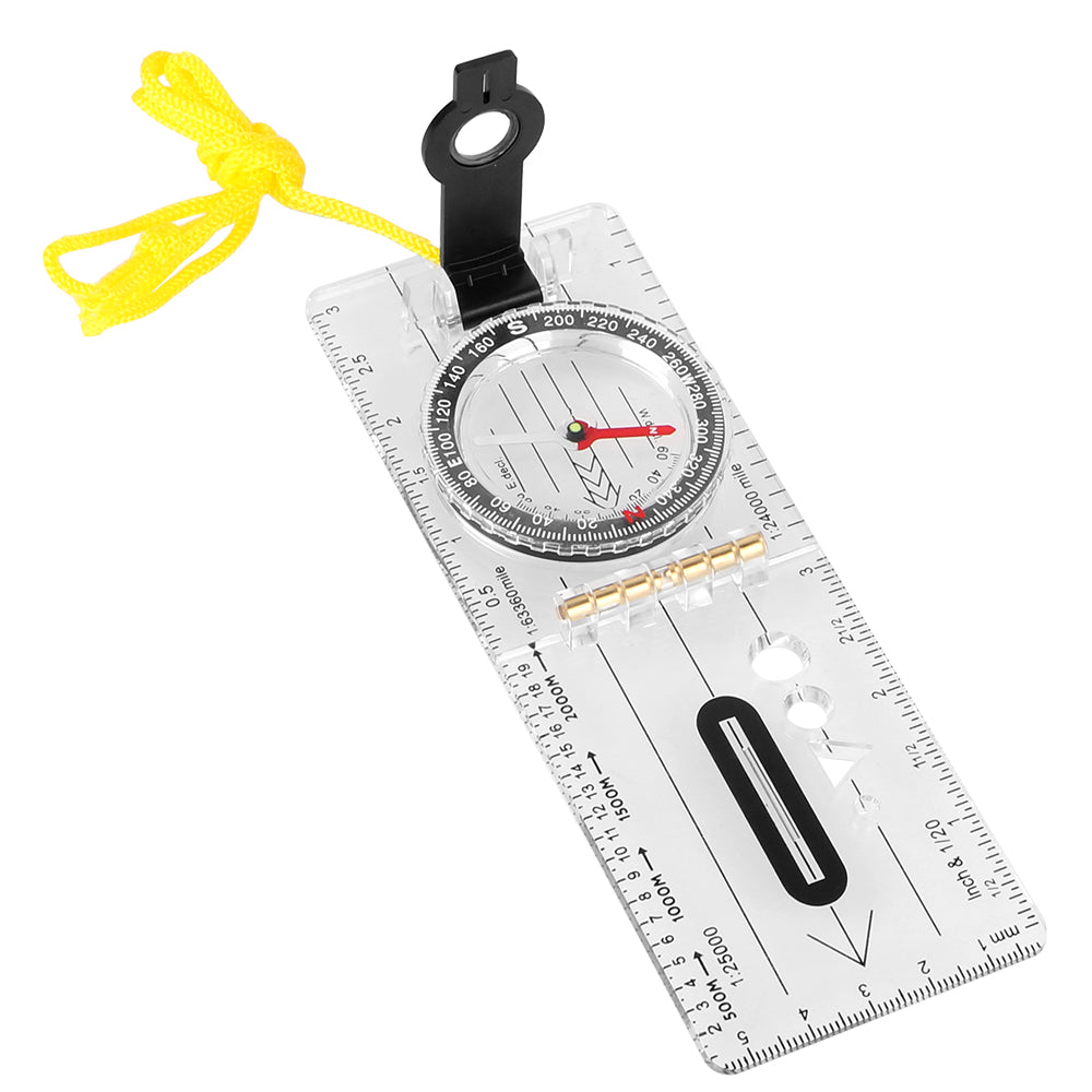 Compass Map Scale Ruler Multifunctional Survival Guiding Tool Folding Drawing waterproof for Outdoor Hiking Camping Survival