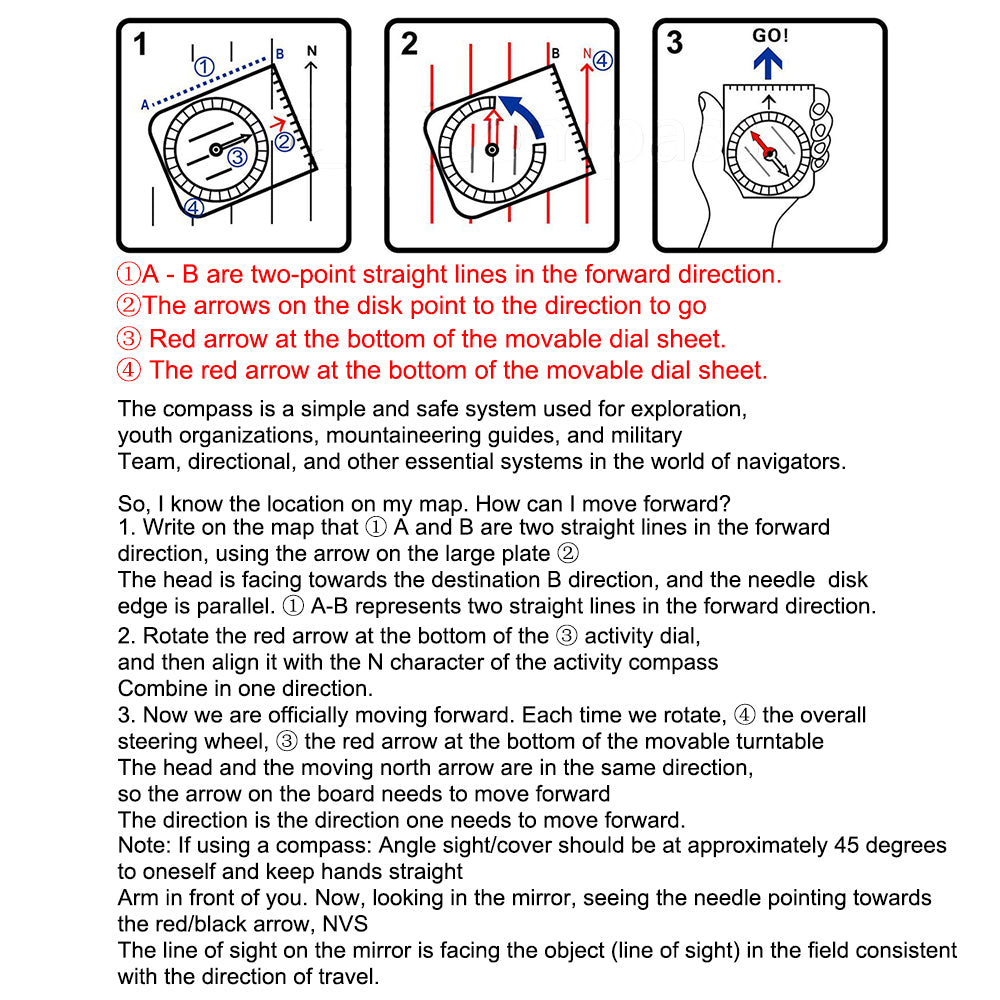 Compass Map Scale Ruler Multifunctional Survival Guiding Tool Folding Drawing waterproof for Outdoor Hiking Camping Survival
