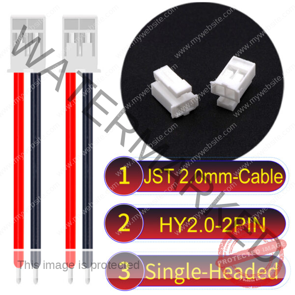 JST HY2.0mm 2-Pin Single-Headed 22AWG PVC Cable