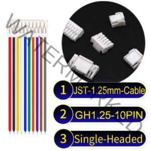 JST GH1.25mm 10-Pin Single-Headed 28AWG PVC Cable