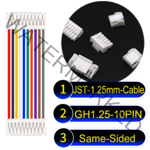 JST GH1.25mm 10-Pin Same-Side-Head 28AWG PVC Cable