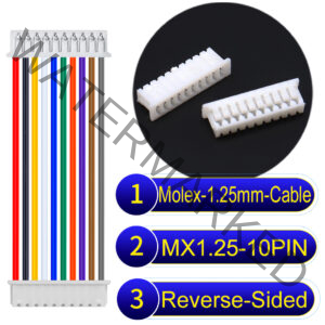 Molex MX1.25mm Picoblade 10-Pin Reverse-Side-Head 28AWG UL1571 Cable