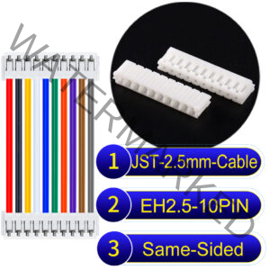 JST EH2.5 10-Pin Same-Side-Head 2.5mm PVC Cable