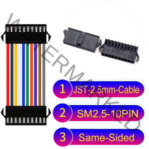 JST 2.5mm SM2.54 10Pin Male Same-Side-Head Cable