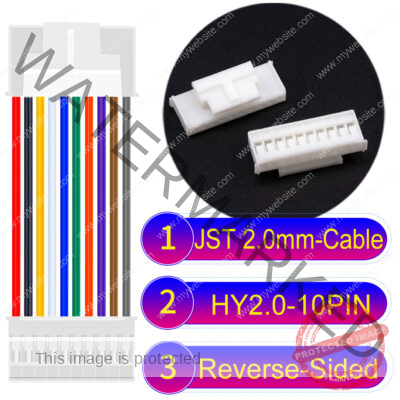 JST HY2.0mm 10-Pin Reverse-Side-Head 22AWG PVC Cable