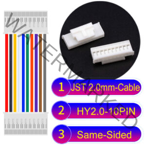 JST HY2.0mm 10-Pin Same-Side-Head 22AWG PVC Cable