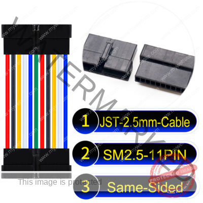 JST 2.5mm SM2.54 11Pin Female Same-Side-Head Cable