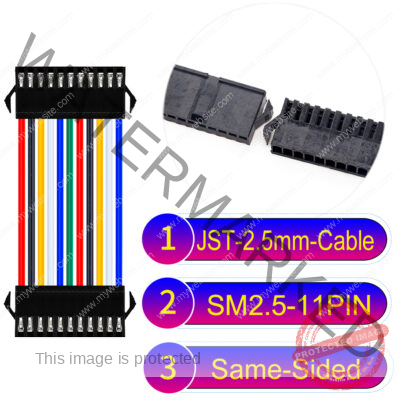 JST 2.5mm SM2.54 11Pin Male Same-Side-Head Cable