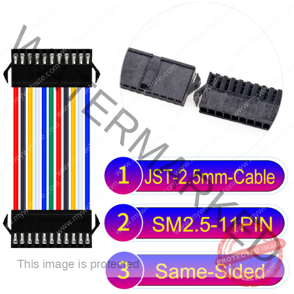 JST 2.5mm SM2.54 11Pin Male Same-Side-Head Cable