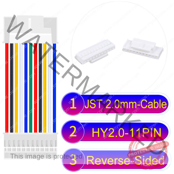 JST HY2.0mm 11-Pin Reverse-Side-Head 22AWG PVC Cable