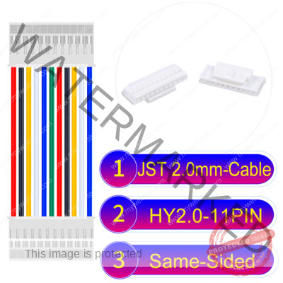 JST HY2.0mm 11-Pin Same-Side-Head 22AWG PVC Cable