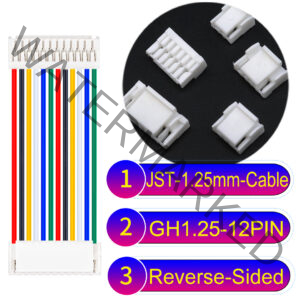 JST GH1.25mm 12-Pin Reverse-Side-Head 28AWG PVC Cable