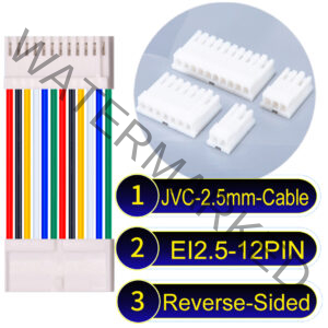 JVC 2.5mm 12-Pin Reverse-Side-Head 22AWG PVC Cable