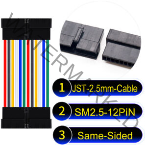 JST 2.5mm SM2.54 12Pin Female Same-Side-Head Cable