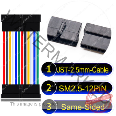 JST 2.5mm SM2.54 12Pin Female Same-Side-Head Cable