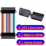 JST 2.5mm SM2.54 12Pin Male Same-Side-Head Cable