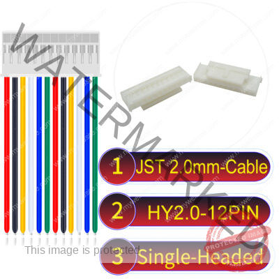 JST HY2.0mm 12-Pin Single-Headed 22AWG PVC Cable