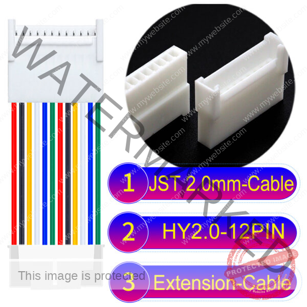 JST HY2.0mm 12-Pin Extension Cable 22AWG PVC Cable