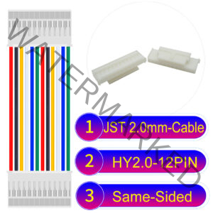 JST HY2.0mm 12-Pin Same-Side-Head 22AWG PVC Cable