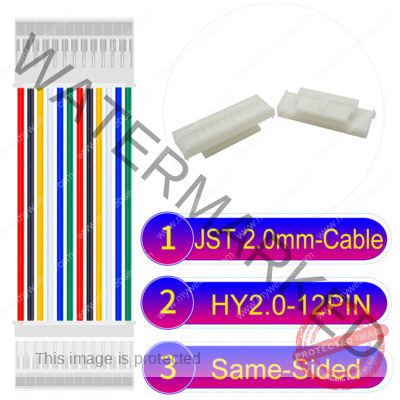 JST HY2.0mm 12-Pin Same-Side-Head 22AWG PVC Cable