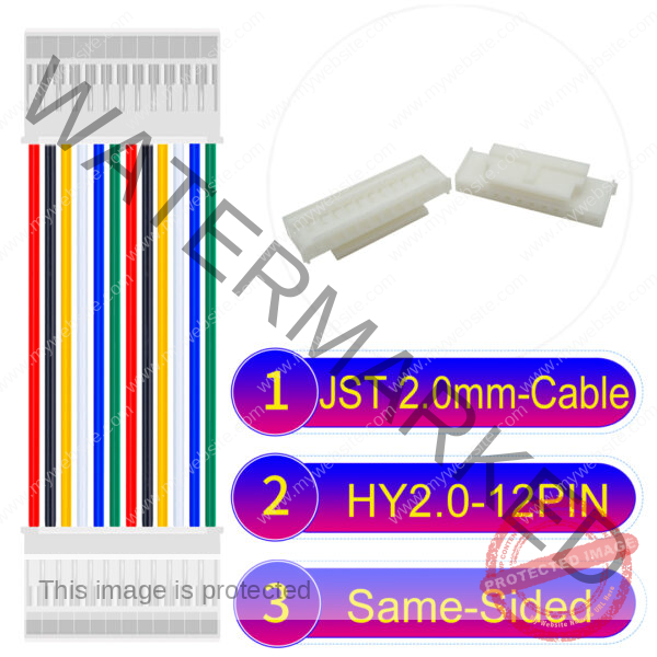 JST HY2.0mm 12-Pin Same-Side-Head 22AWG PVC Cable
