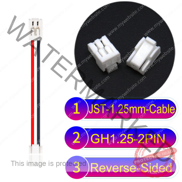 JST GH1.25mm 2-Pin Reverse-Side-Head 28AWG PVC Cable