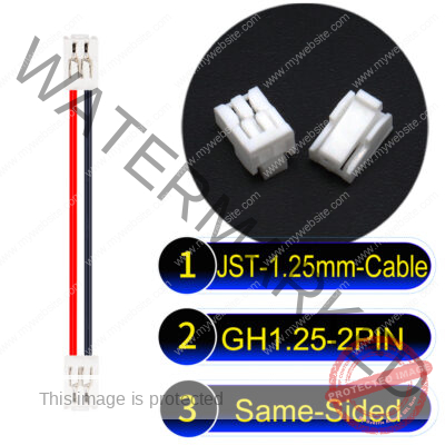 JST GH1.25mm 2-Pin Same-Side-Head 28AWG PVC Cable