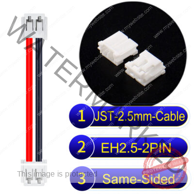 JST EH2.5 2-Pin Same-Side-Head 2.5mm PVC Cable