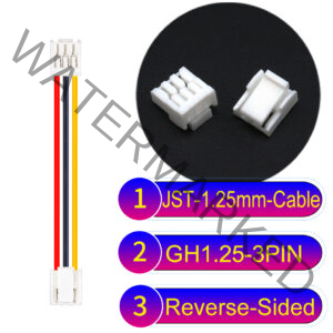 JST GH1.25mm 3-Pin Reverse-Side-Head 28AWG PVC Cable