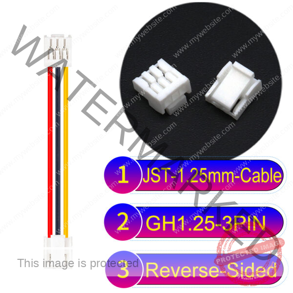 JST GH1.25mm 3-Pin Reverse-Side-Head 28AWG PVC Cable