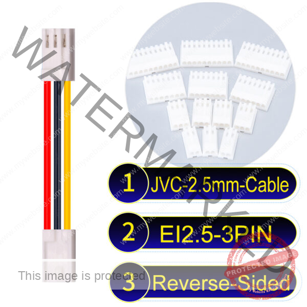 JVC 2.5mm 3-Pin Reverse-Side-Head 22AWG PVC Cable