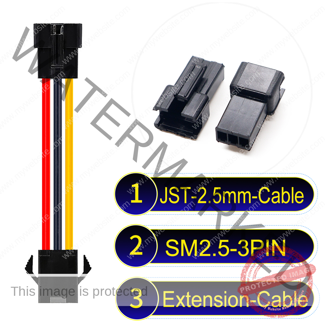 JST 2.5mm SM2.54 3Pin Male Female Extension Cable