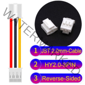 JST HY2.0mm 3-Pin Reverse-Side-Head 22AWG PVC Cable