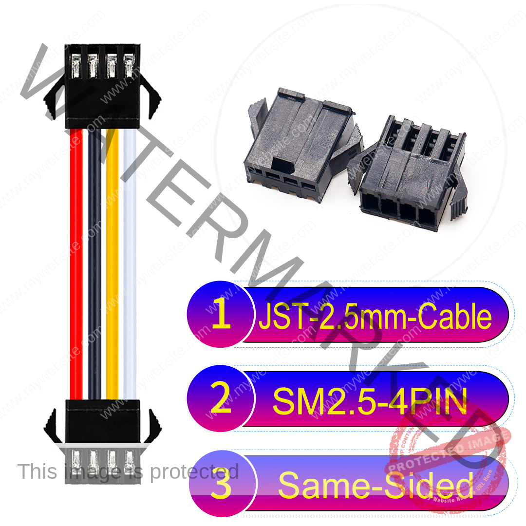 JST 2.5mm SM2.54 4Pin Male Same-Side-Head Cable