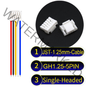 JST GH1.25mm 5-Pin Single-Headed 28AWG PVC Cable