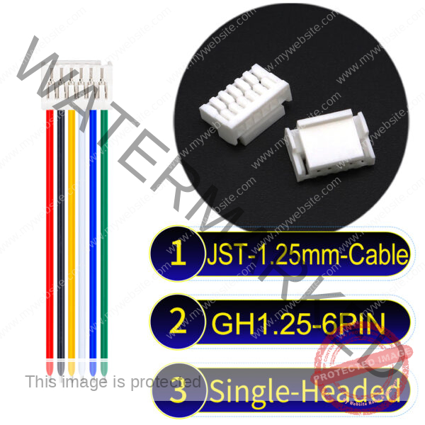 JST GH1.25mm 6-Pin Single-Headed 28AWG PVC Cable