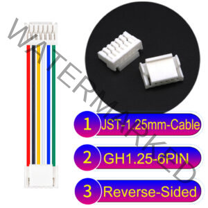 JST GH1.25mm 6-Pin Reverse-Side-Head 28AWG PVC Cable