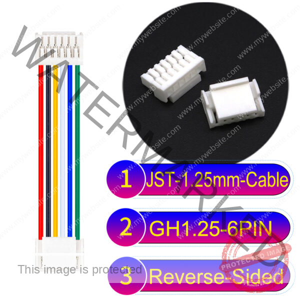 JST GH1.25mm 6-Pin Reverse-Side-Head 28AWG PVC Cable