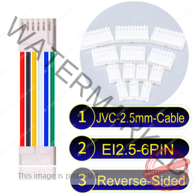 JVC 2.5mm 6-Pin Reverse-Side-Head 22AWG PVC Cable