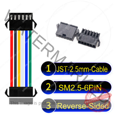 JST 2.5mm SM2.54 6Pin Reverse-Side-Head Cable