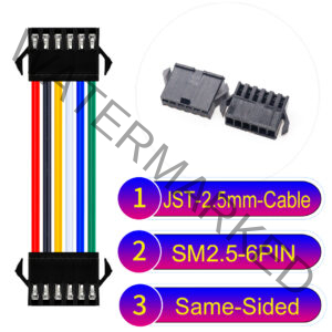 JST 2.5mm SM2.54 6Pin Male Same-Side-Head Cable